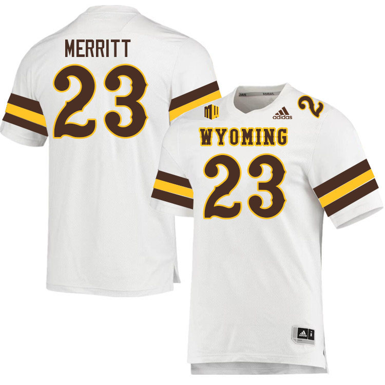 Wyoming Cowboys #23 Caleb Merritt College Football Jerseys Stitched Sale-White